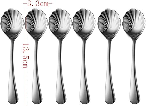 Miniatura 2 de 6 mini cucharas de café de acero inoxidable 304, cucharas de café con forma de concha para azúcar, postre, pastel, helado, sopa antipasto capuchino