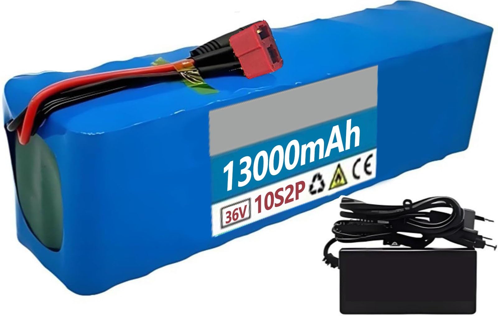E-Bike Batteria 36V 13Ah, Bicicletta elettrica Batteria 36V 13Ah Impermeabile PVC BMS incorporato Bicicletta Scooter cn Caricabatterie 36V 13AH,T