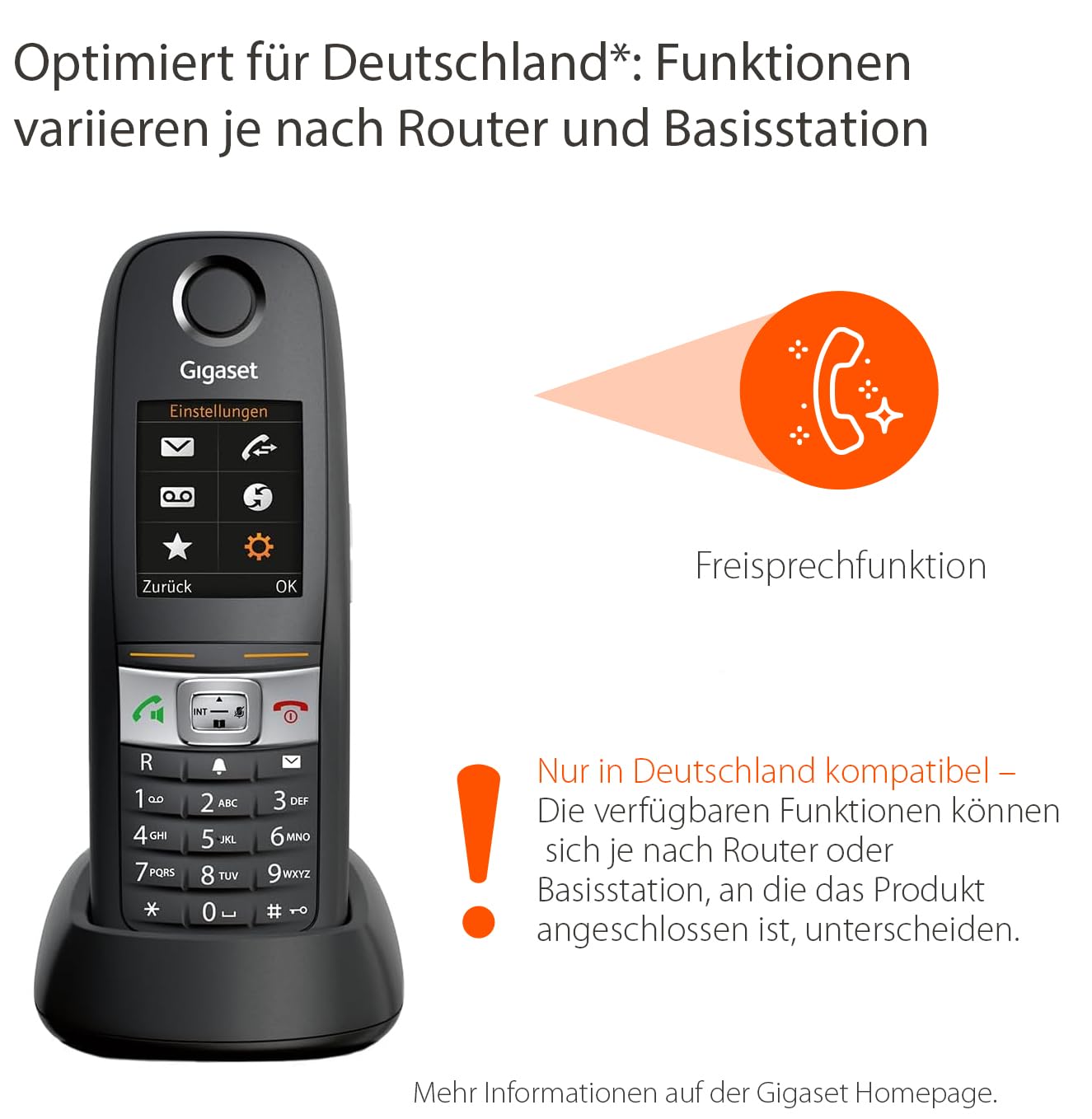Gigaset E630 - Robustes Schnurloses DECT-Telefon - Mobilteil für Werkstatt - stossfest, staubresistent & wasserabweisend (IP65) - Vibrationsalarm - Lautstärkeregelung, schwarz [Deutsche Version]