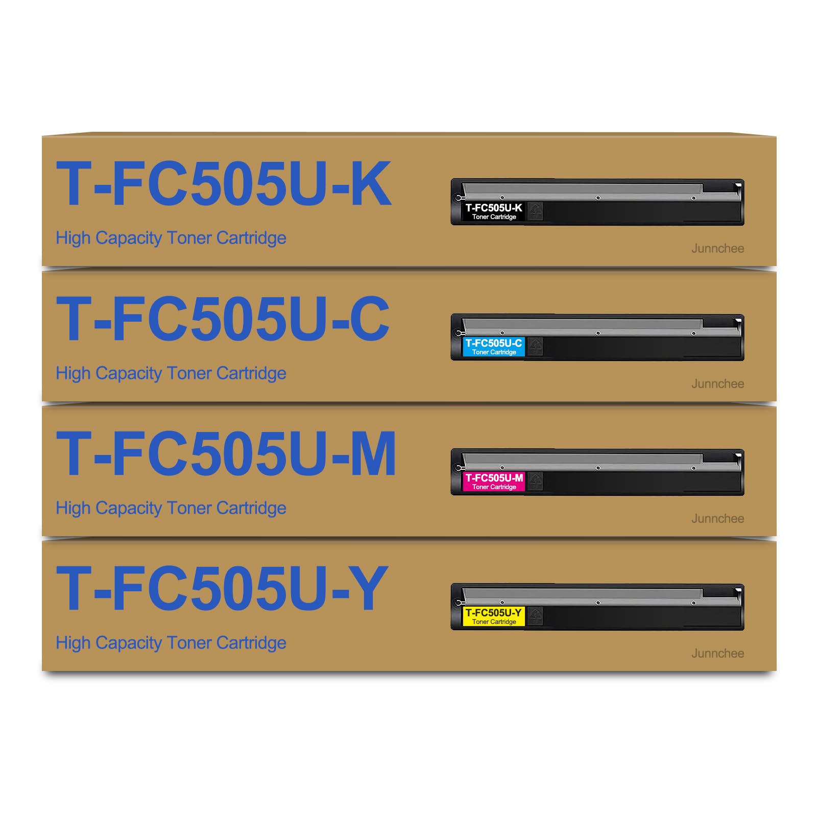 JunncheeRemanufactured T-FC505U Toner Cartridge Replacement for T-FC505U-Y T-FC505U-M T-FC505U-C T-FC505U-K for e-Studio 2000AC 2505AC 3505AC 4505A 3005AC (Black Cyan Yellow Magenta 4 Pack)