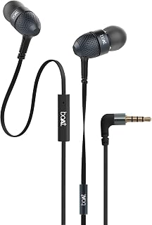 boAt BassHeads 225 in-Ear Wired Earphones with Super Extra Bass, Metallic Finish, Tangle-Free Cable and Gold Plated Angled Jack (Black)