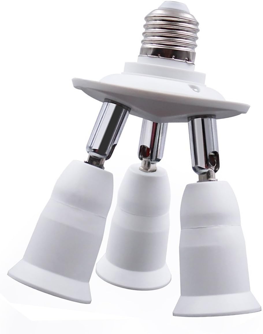 E-Simpo Multi light bulb adapter, E26/E27 Socket Splitter, LED Edison Bulb Adapter, with 360 Degrees Adjustable 180 Degree Bending (5-in-1 E26 Socket)