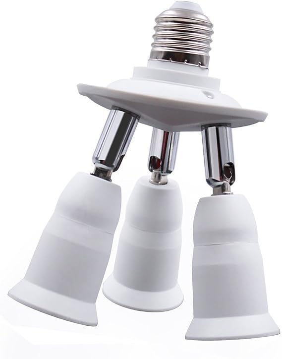 Multi Light Bulb Adapter, E26/E27 Socket Splitter, LED Edison Bulb Adapter, with 360 Degrees Adjustable 180 Degree Bending (3pcs(1pc 3-in-1, 1pc 4-in-1, 1pc 5-in-1))