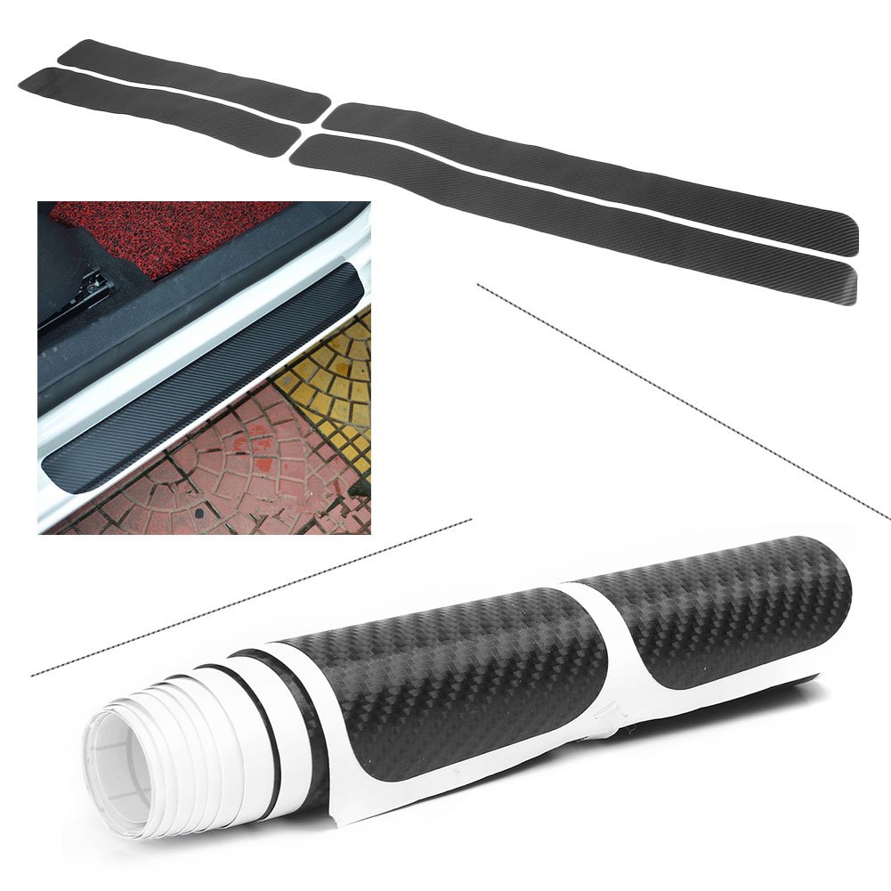 Amazon Gzyf 車用 ドアシル ステッカー カバー 汎用 ドアシル保護 4d カーボンファイバー調 インテリア 飾り ガーニッシュ ドレスアップ カスタム 内装パーツ ブラック ステッカー デカール 車 バイク
