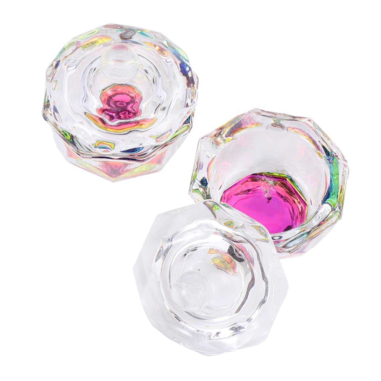 LIFKOME Nail Art Glass Cups Lid 2 Pack Crystal Nail Liquid Containers Easy to Clean for Professionals