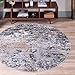 Rugs.Com Leipzig Collection Round Rug – 6 Ft Round Beige Low-Pile Rug Perfect for Kitchens, Dining Rooms