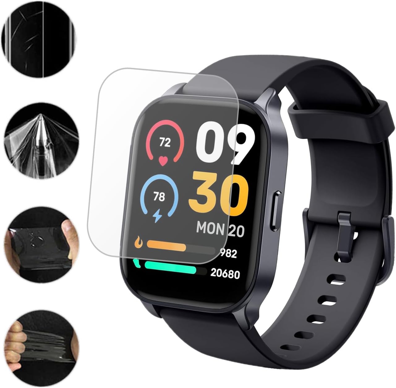 Screen Protector Compatible for TOOBUR IDW17 Smart Watch 2.01 (6 Pack) Clear TPU Soft Film, Compatible for OCTANDRA Smartwatch Protective Film