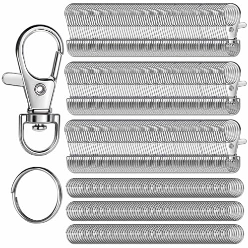 Image of LEOBRO 480PCS Lobster Claw Clasps and Key Rings, Keychain Making Kit - 240PCS Keychain Clips and 240PCS Key Chain Ring, Split Rings, for Key Chains, Crafts, Lanyard, Key, Jewelry Making