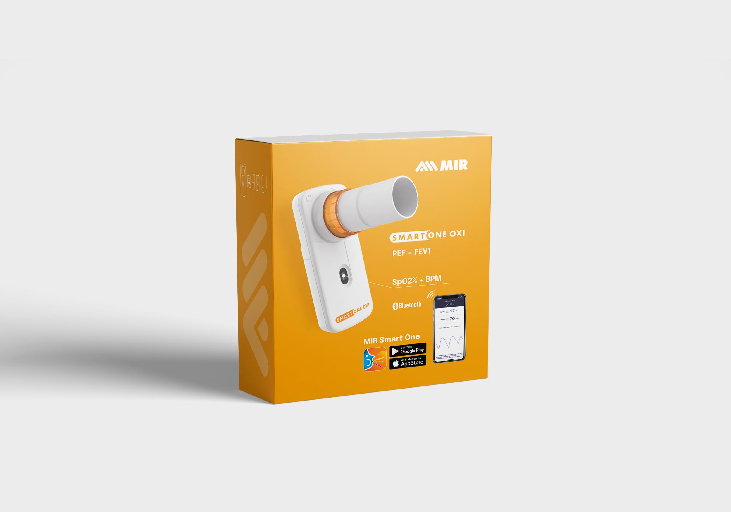 MIR SMART ONE OXI | Oxímetro y espirómetro para uso personal | SpO2, BPM, pico de flujo y FEV1