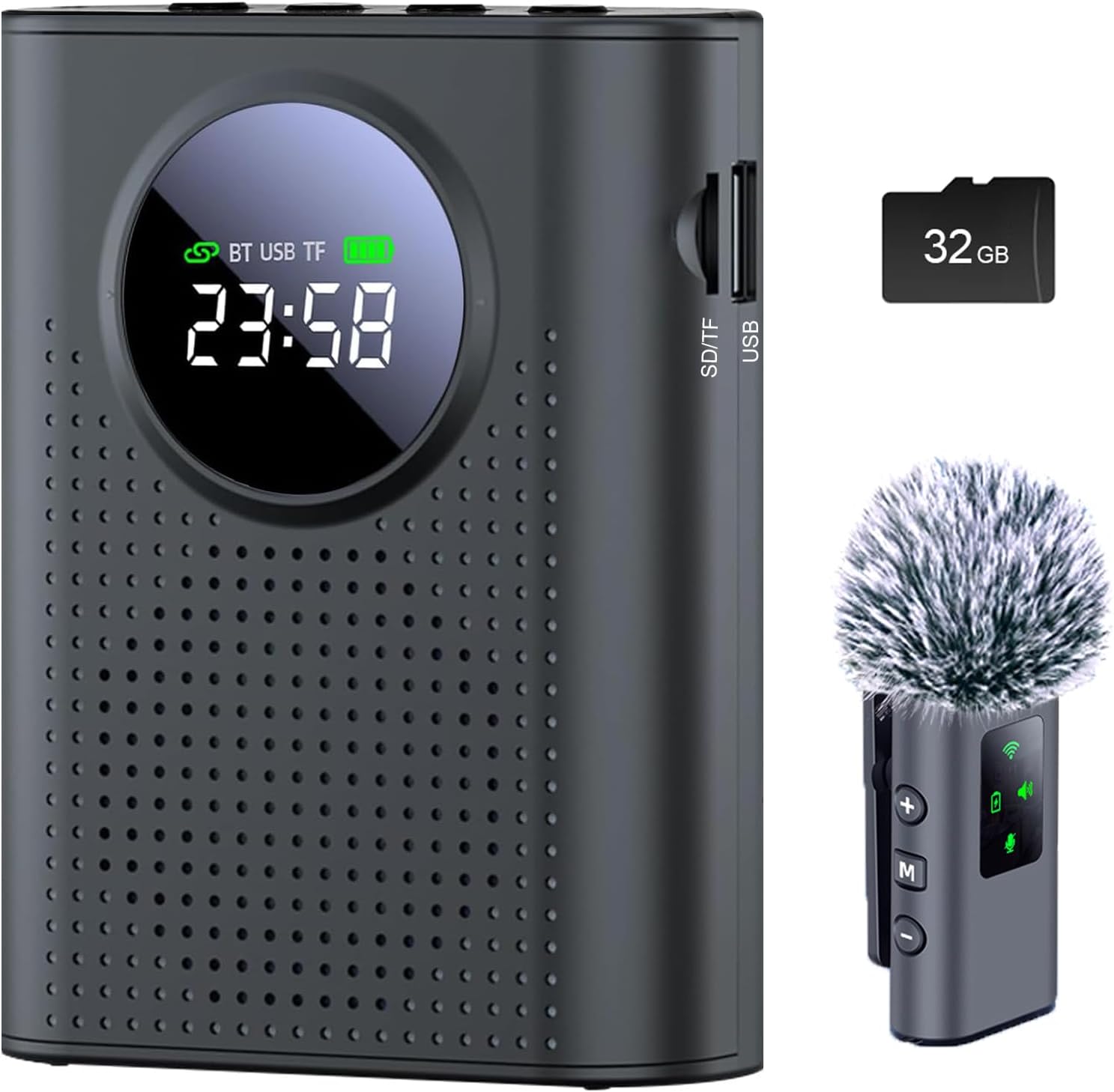 Voice Amplifier Wireless with Lavalier Microphone Magnetic & Recording,Portable Voice Amplifier with Lapel Mic Speaker,Personal Voice Amplifier for Classroom,Speech,Tour Guide,Teaching Outdoor