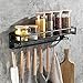SaiXuan Mensola da Cucina,Mensola Organizer,Mensola Organizer con 6 Ganci Rimovibili,Mensola multifunzionale sospesa per bagno o cucina(Nero)