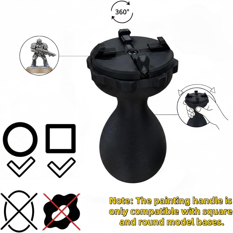 2PCS Miniature Painting Handle, Upgraded Four-Claw Clips & Heavy-Duty Material, 360 Rotatable Model Paint Holder for Wargame & DND Figurines, Fits 20-45mm Bases, Ergonomic Hobby Painting Handle