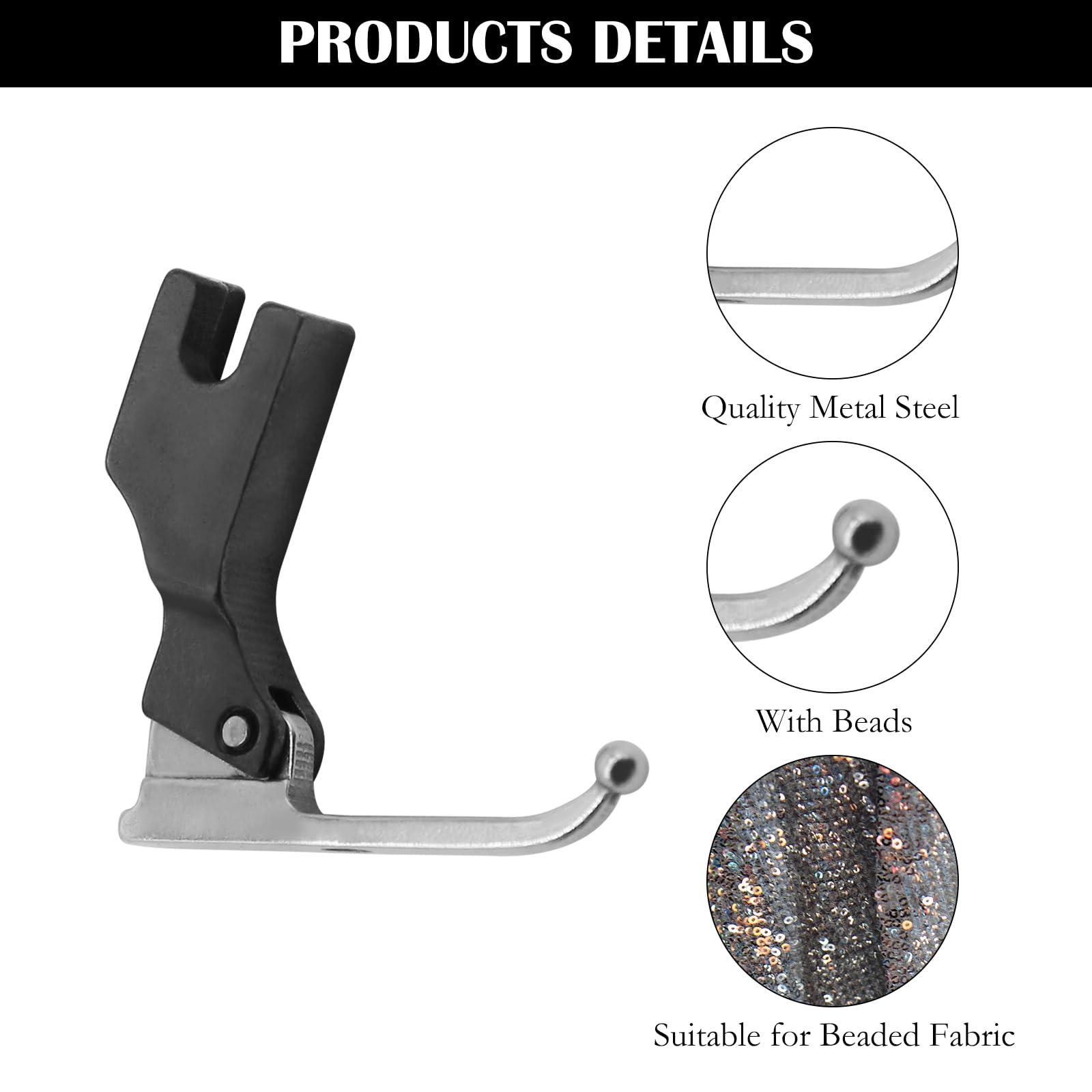 Pied De Biche Spécial Perles Et Paillettes Pour Machine à Coudre - Guide En Acier Pour Tissus Délicats