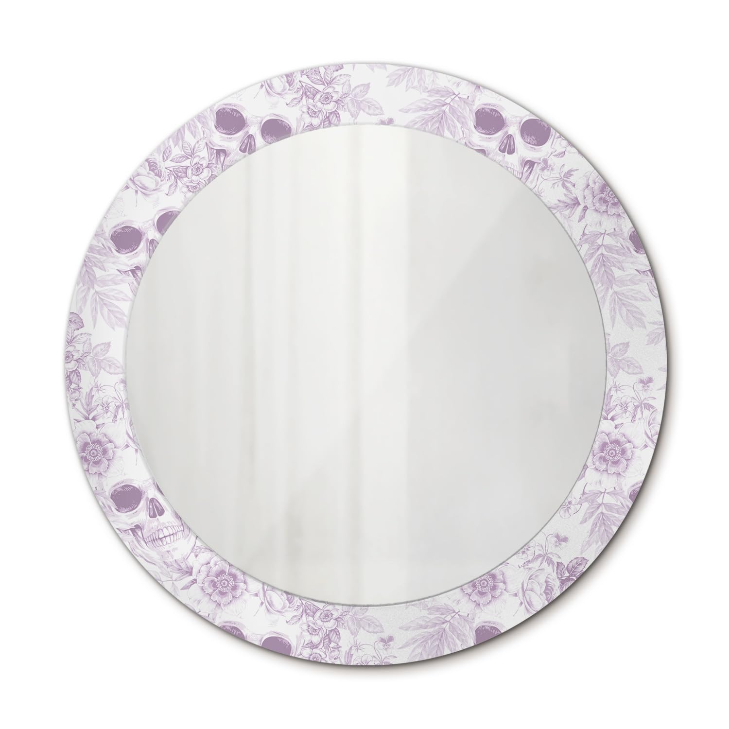 Miroir imprimé 70 cm décoratif rond moderne sans cadre pour salon