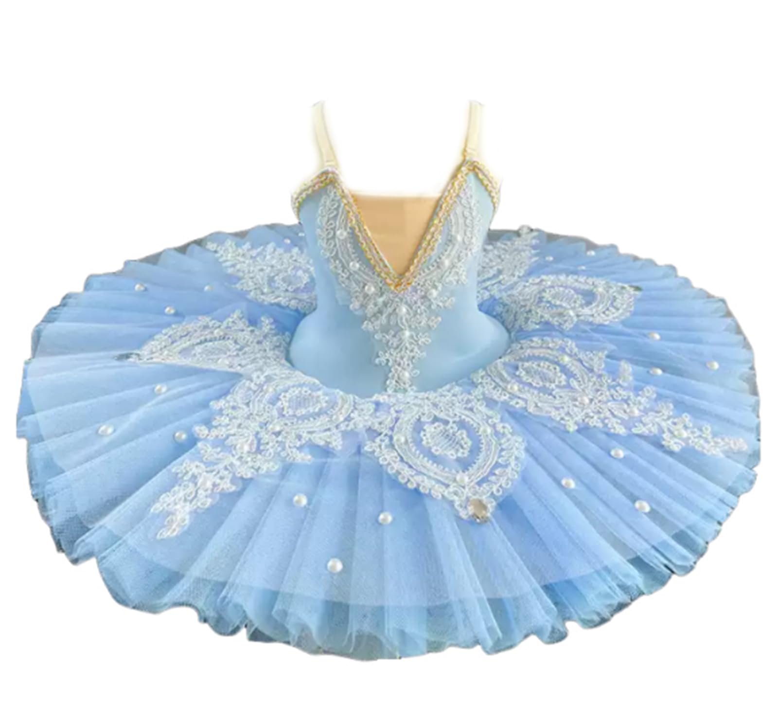 OTMYIGO Tutú Profesional de Ballet para niña, Disfraz de Bailarina de panqueque del Lago de los cisnes, Falda de Baile de competición