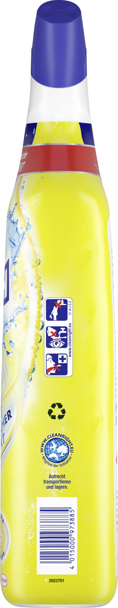 WC-Frisch Detergente per WC Gel Limone (750 ml), detergente per WC con effetto deodorante per ambienti, detergente per WC garantisce freschezza igienica, con combinazione di 4 attivi