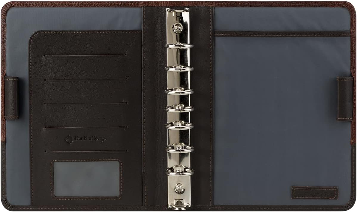 FranklinCovey - Logan Ring-Bound Binder for FranklinCovey Planners | Leather - Open Binder (Classic, Chocolate/Espresso)