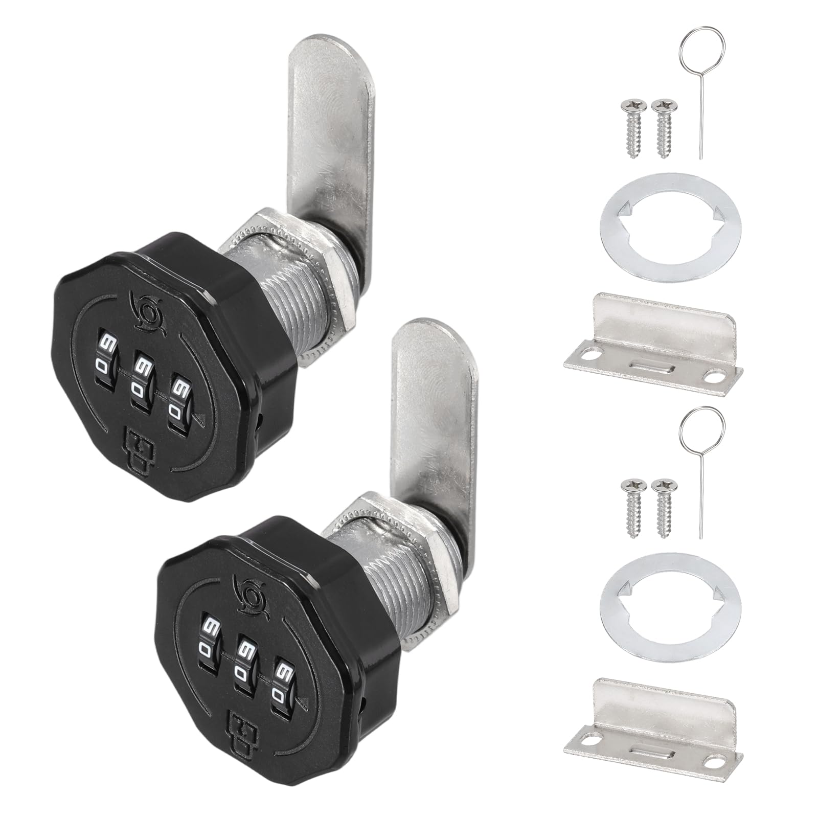 PATIKIL 2 PCS Combination Cabinet Cam Lock, 3-Digit Keyless Metal Locks with 5/8Inch Cylinder for Cabinet Drawer Doors Deposit Box Filing Mailbox, Black