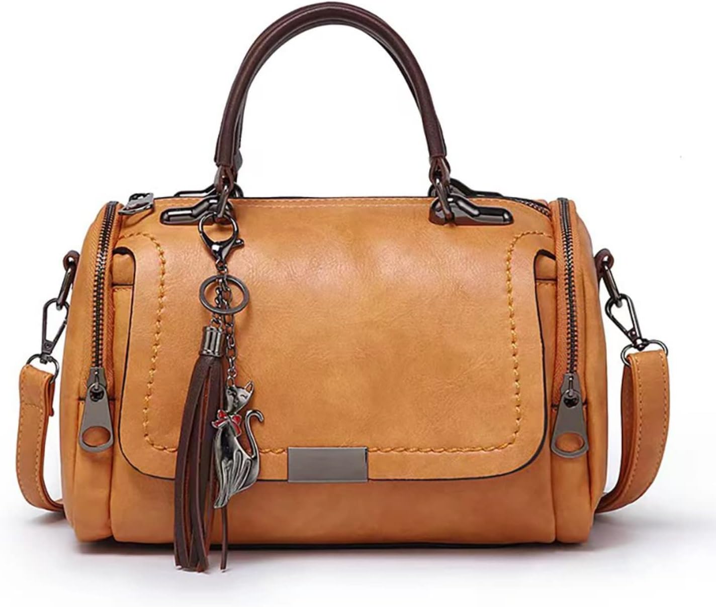 BABIES BLOOM Vintage Boston Fashion Tassel Zipper Crossbody Satchel Bag for Working Women and Girls | Retro PU Leather Woman Bag for Ladies - Women Handbags