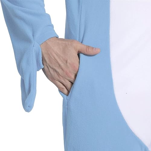Miniatura 3 de Pijama de tiburón para adultos, disfraz de cosplay de tiburón, de una pieza, ropa de dormir de caricatura, mameluco de tiburón para mujeres y hombres