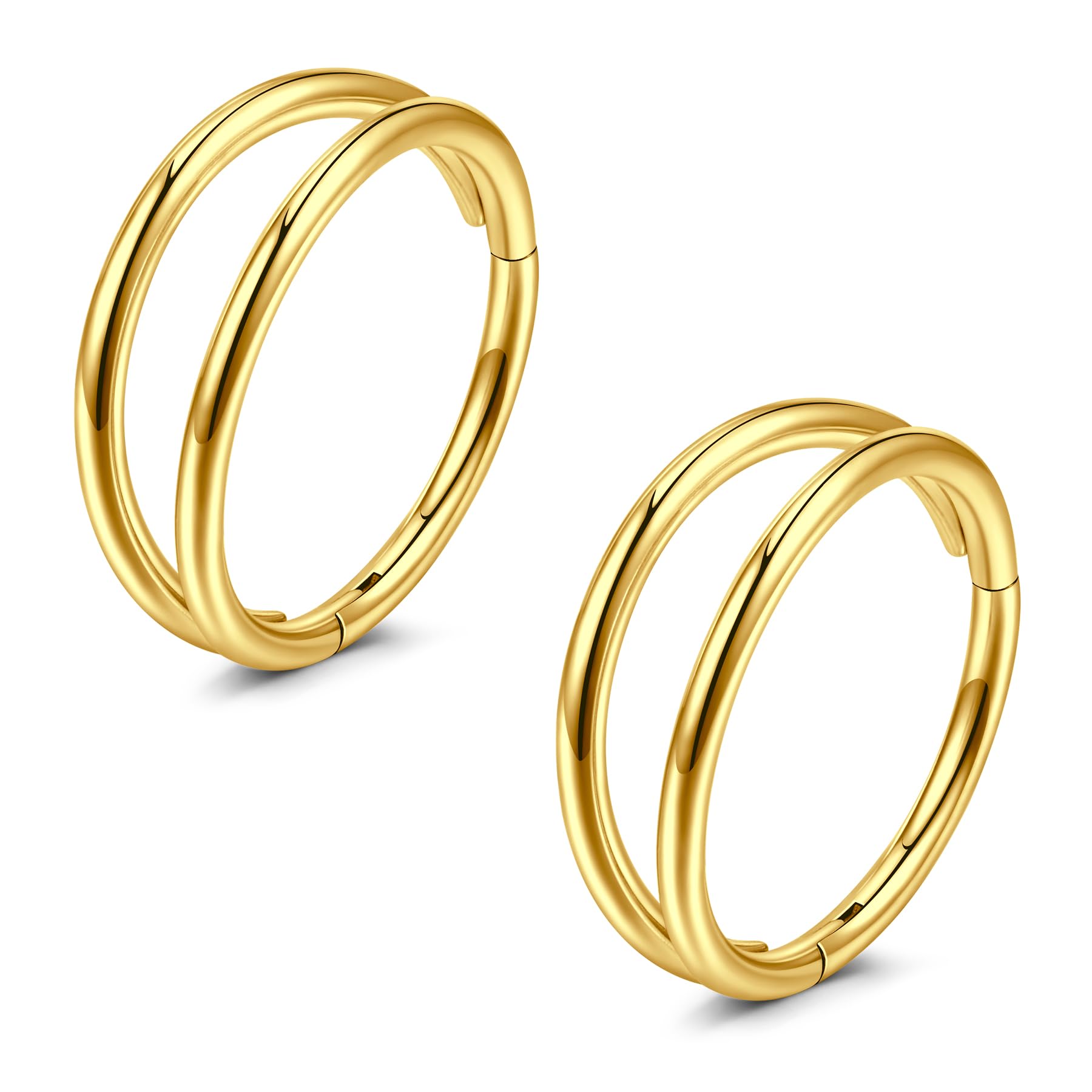 JFORYOU 2 aros de nariz dobles de 16 G/18 G/20 G, segmento con bisagras, anillo de tabique de acero quirúrgico 316L, hélice, cartílago, caracola, tragus, aro de piercing corporal, joyería para mujeres
