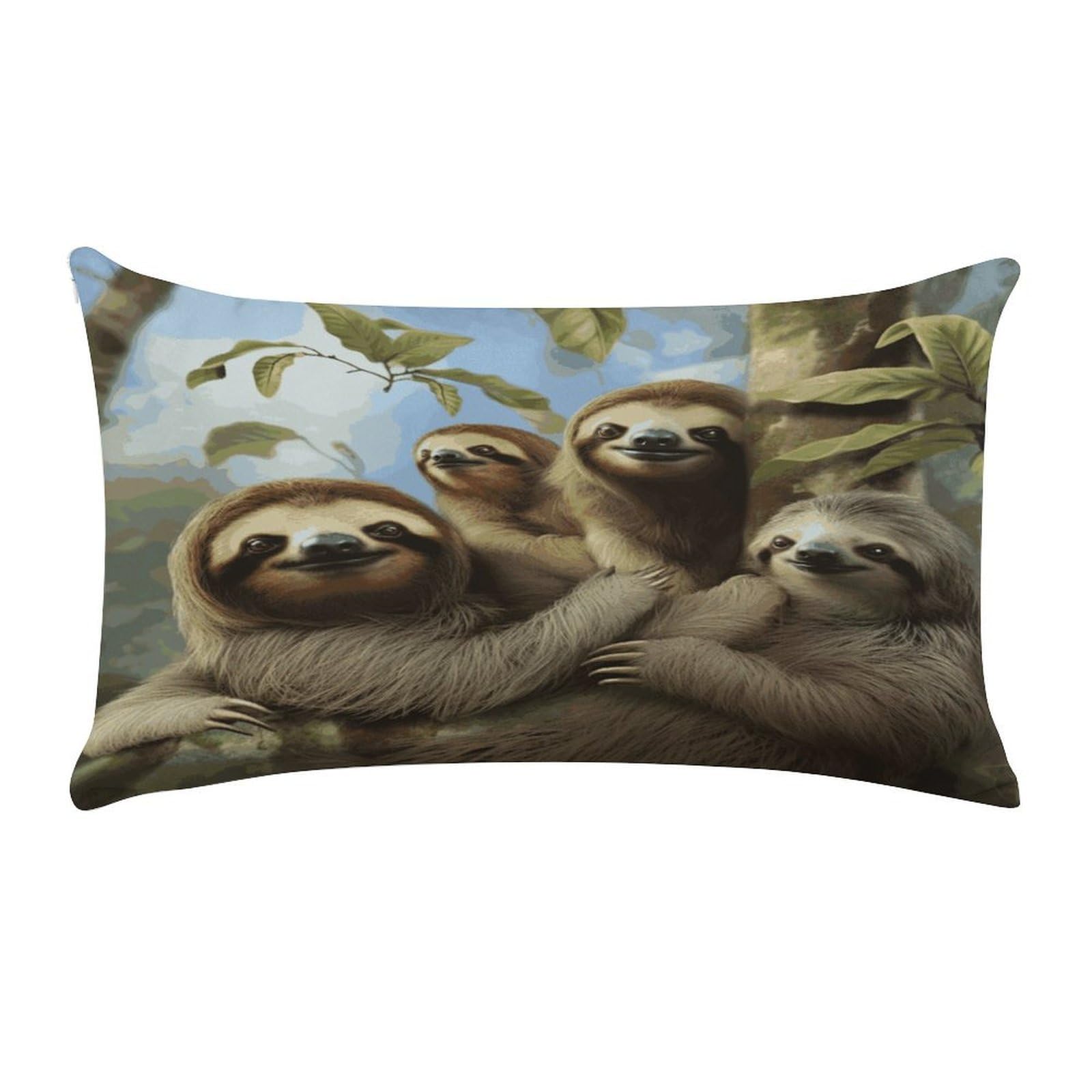 Adfgyerh Style Sloth Family Pillow Covers，20X12inch,Invisible Zipper Design，Throw Pillow Cover,Short Plush，Ultra-Soft Fabric On Both Sides Home Decor，For Home Sofa Couch