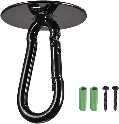 YOKIVE 3 ganchos para colgar en el techo, gancho a presión con placa redonda para colgar plantas, ideal para oficina, hogar, uso diario (negro, 1.6