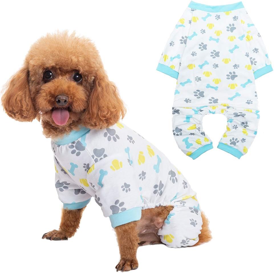 BINGPET Pet Pajamas for Dogs - Puppy PJS Shirt for Sleeping in Summer, Soft Comfortable Doggy Clothes, Dog Jumpsuit with Cute Bone and…