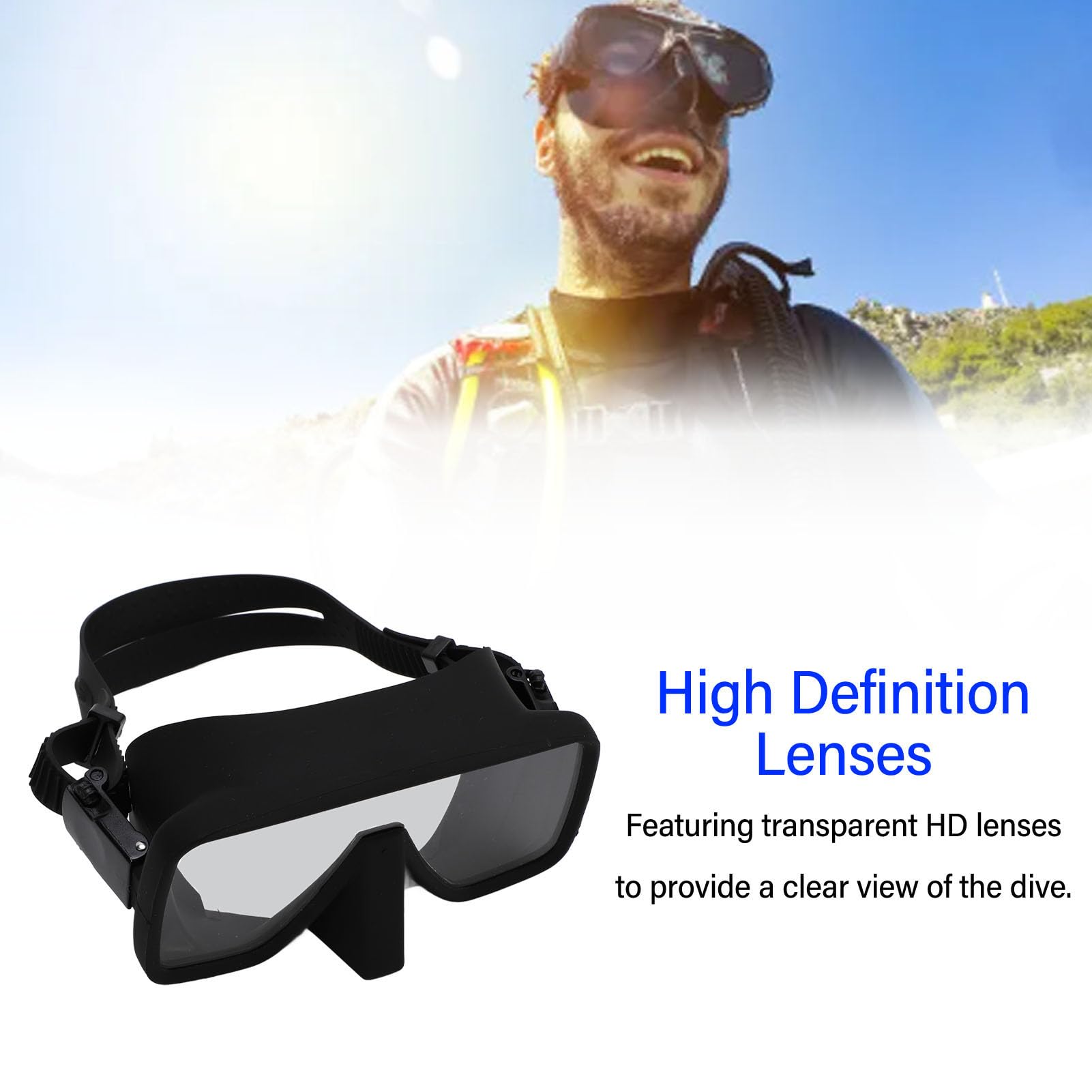 Generic Auslaufsichere Taucherbrille mit Bruchsicherem Gehärtetem Glas Zum Schnorcheln und Freitauchen – Schwarzes Silikon mit Bequemer Passform