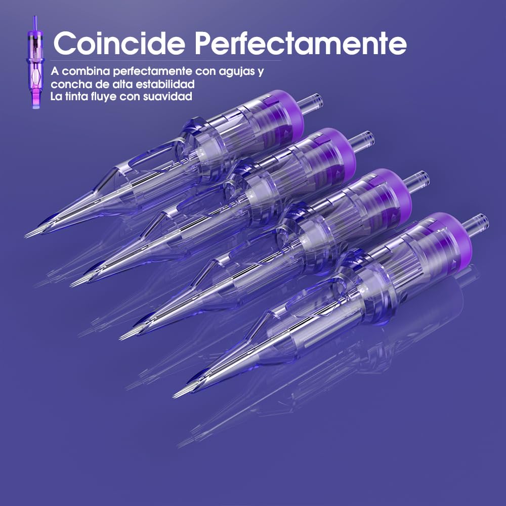 Mast Pro Agujas de Tatuaje,50 Piezas Tamaños Variados #12 1201RL 1203RL 1205RL 1207RL 1205RS 1207RS 1209RS 1207RM 1211RM 1209M, Set Desechable Round Liner Shader Magnum Para Todos Los Estilos
