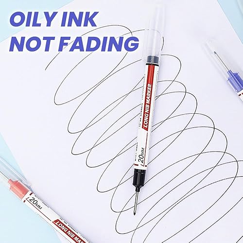 Miniatura 2 de Marcadores de punta larga con agujeros profundos, de 0.787 pulgadas, de secado rápido, impermeables, de punta larga, herramienta de marcado de