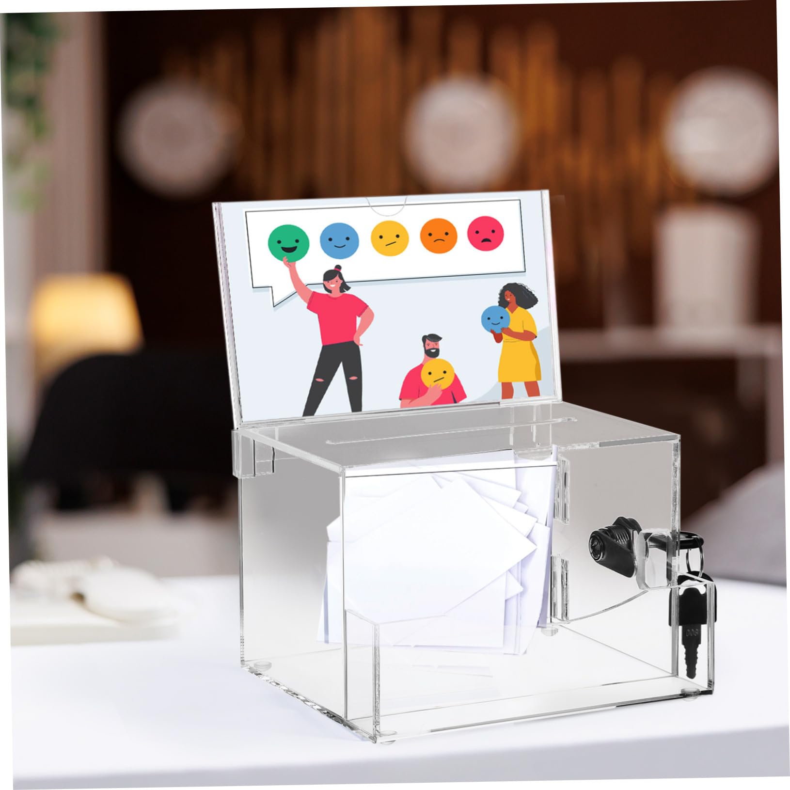 Spendenbox Acryl mit Fach Transparente Wahlurne aus Acryl Große Kapazität und Sicheres Design für Vorschläge und Abstimmungen Weiß und Elegant