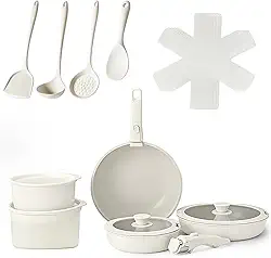 Kit 19 Antiaderente Jogo de Panelas, Conjunto de Panelas com AlçAs RemovíVeis, Panela para FogãO de InduçãO/gás, LaváVel em MáQuina de Lavar LouçA e Forno, Adequado para Cozinha, ao Ar Livre