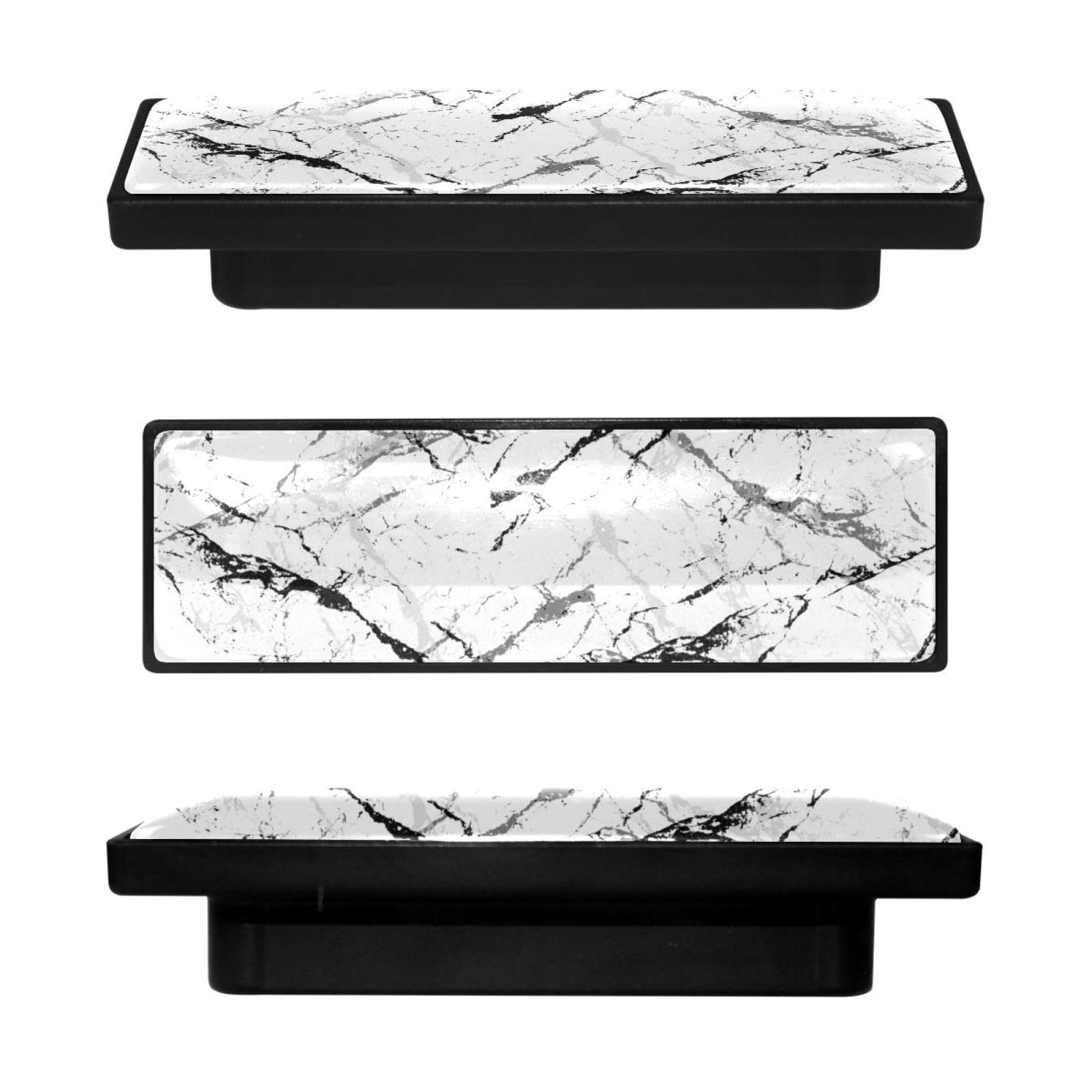 4 Pcs Rectangle Cabinet Handle Cupboard Knob Drawer Pulls Handle Marble Texture Drawer Knobs with Screws Furniture Decor