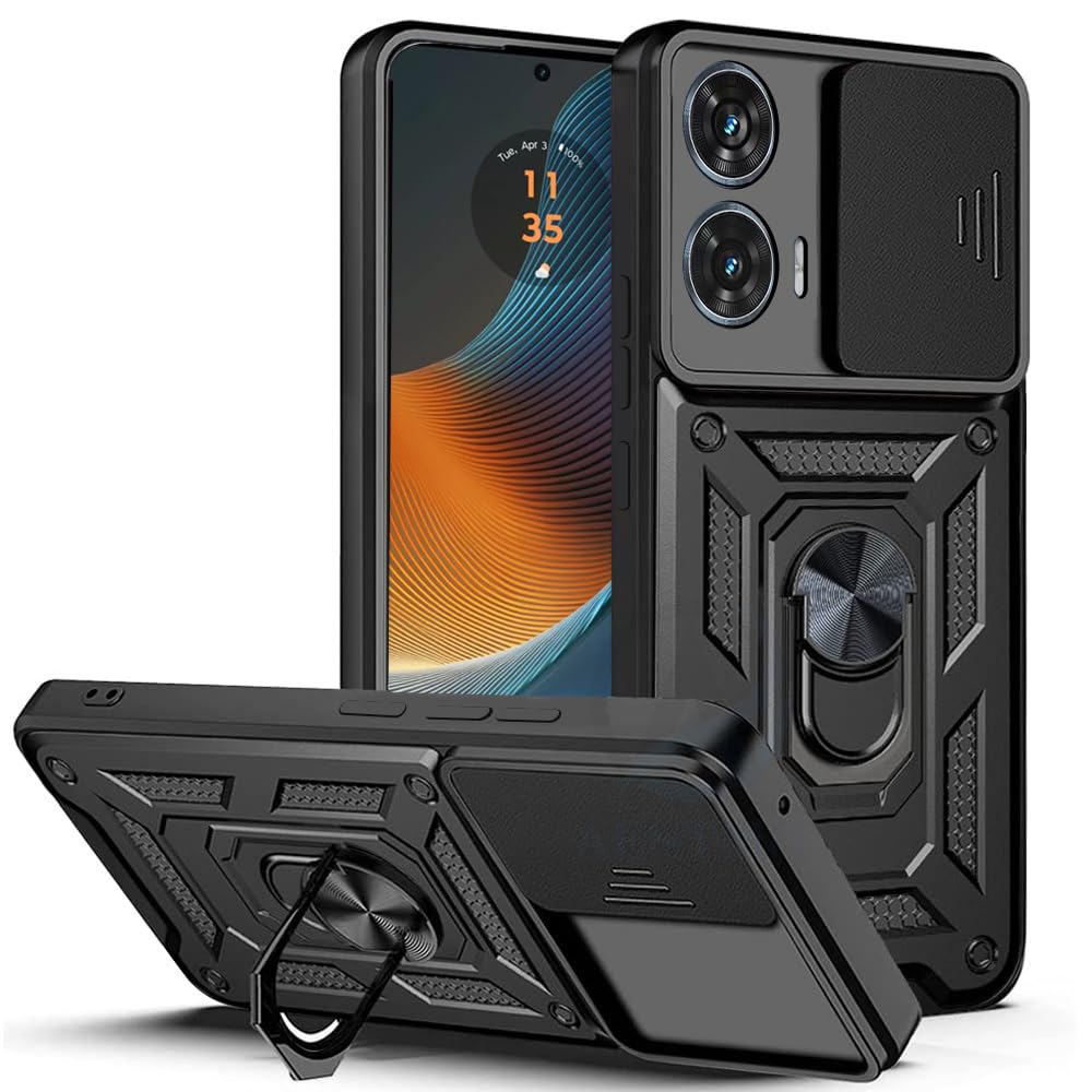 AESTMO Polycarbonate Tough Armor Motorola Moto Edge 50 Fusion 5G Bumper Back Case Cover|Ring Holder&Sliding Camera Shield Cover|360 Degree Protection Back Case Cover Black) (B0D7DKQZ8D) Amazon Price History, Amazon Price Tracker