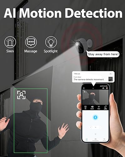 Miniatura 5 de ELECCTV 2K QHD 5200mAh - Cámaras de seguridad para el hogar inalámbricas WiFi al aire libre, IP65 impermeable, audio bidireccional, visión nocturna