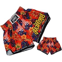 HEARTTOUCH Men's Premium Thai Shorts Boxer Shorts Printed Muay Thai Fight Shorts Short Thai Boxing Kickboxing Retro Shorts for Thai Boxing, Kickboxing