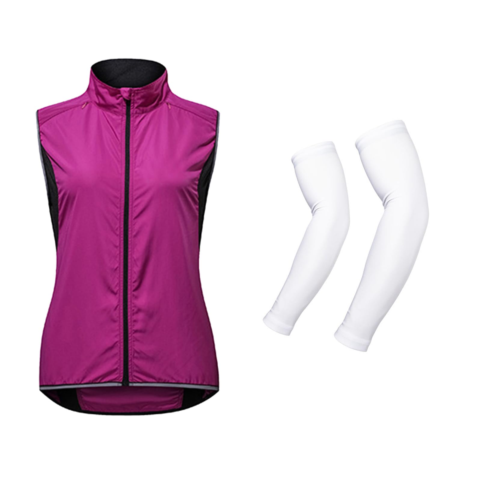 Gilet de cyclisme d'été pour femme gilet d'avertissement imperméable et imperméable haute visibilité softshell veste de course sans manches col montant léger hauts de vélo avec manches,Purple-S