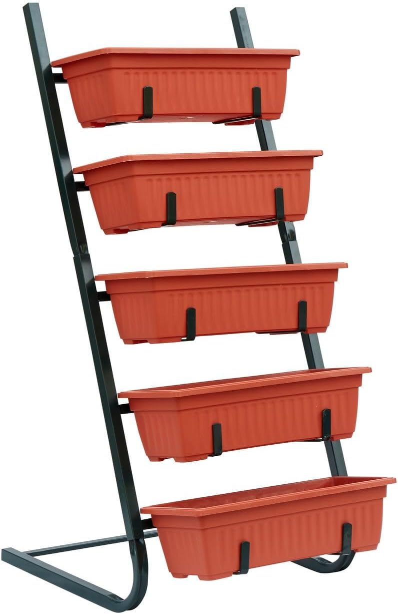 Tiered Planter - Vertical Garden Planter With 5 Removable Trays, Outdoor Indoor Raised Garden Beds, Quality Metal Planter Stand For Flowers, Vegetables and Herbs