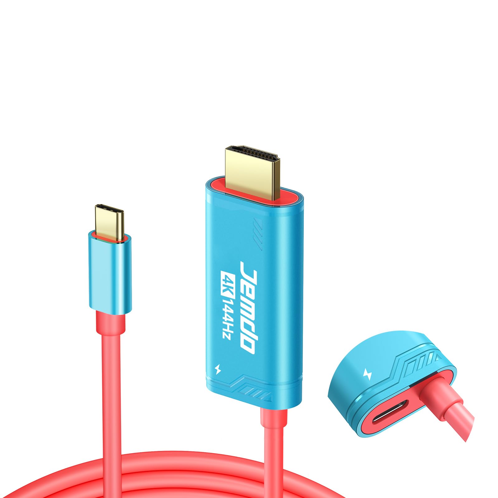 JEMDO Dock Switch 2 cavo TV HDMI base, 4K 144Hz 48Gbps USB C 3.2 a HDMI 2.1 2m 100W PD, adattatore TV portatile compatibile con Switch 2 (versioni < V21.0.0)/2017/OLED – Blu