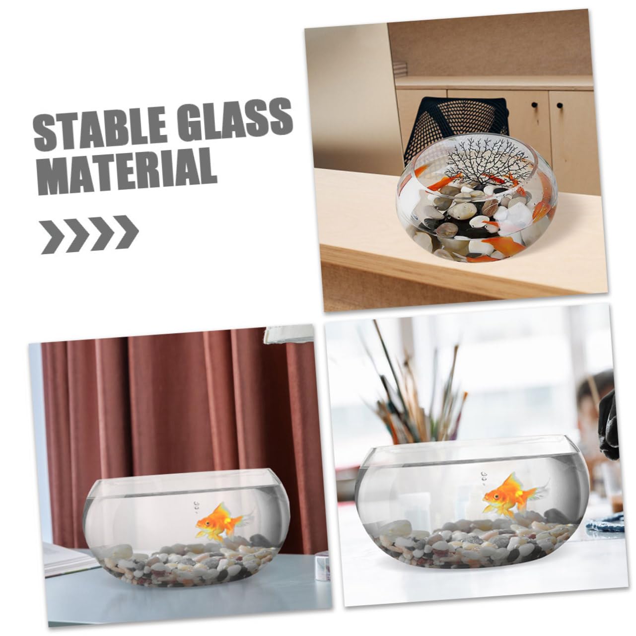 Beaupretty Jarrón Pecera Redonda De Vidrio Transparente Pecera Pequeña para Peces De Colores