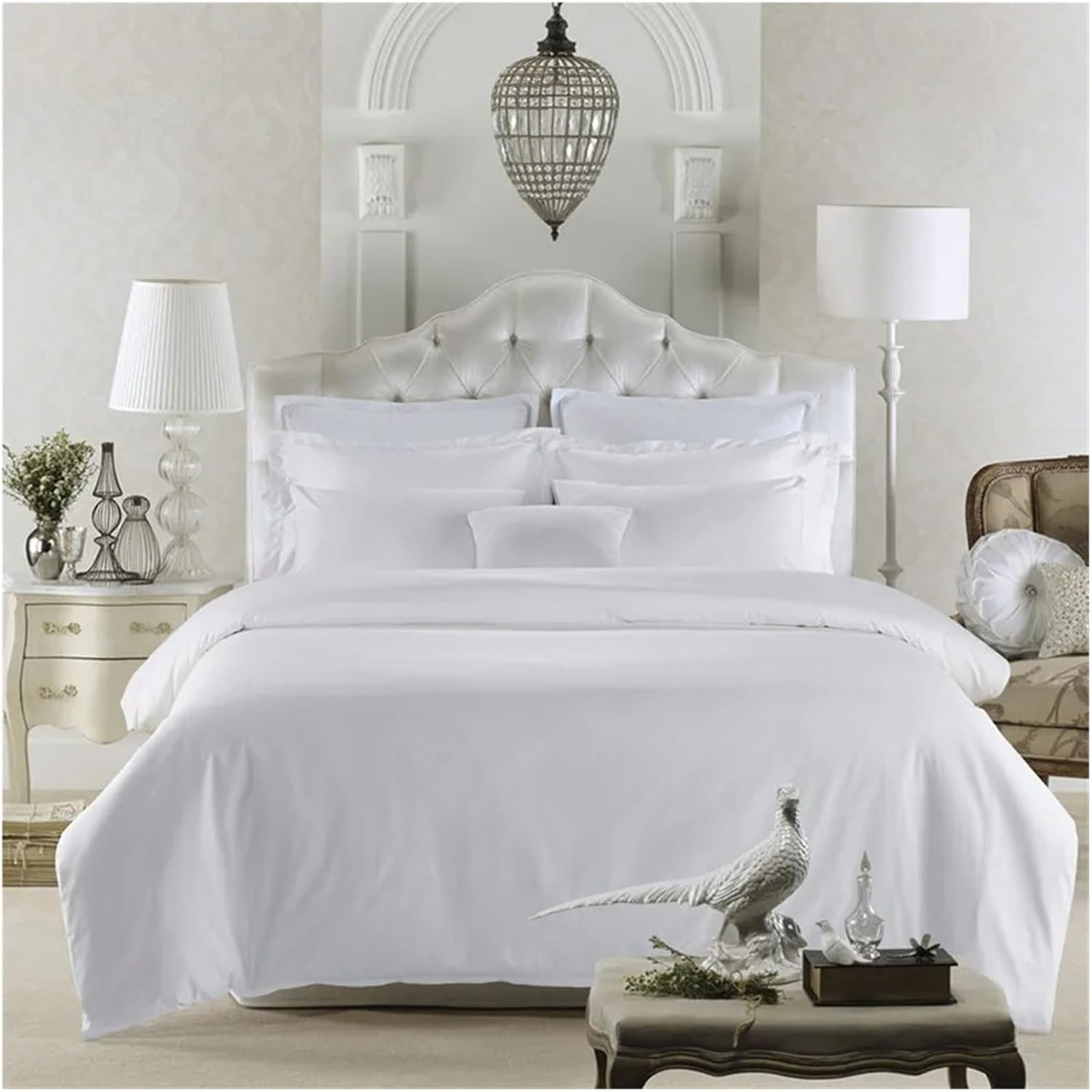 White 5star Luxury Bedding Set 800TC Egyptian Cotton Super King
