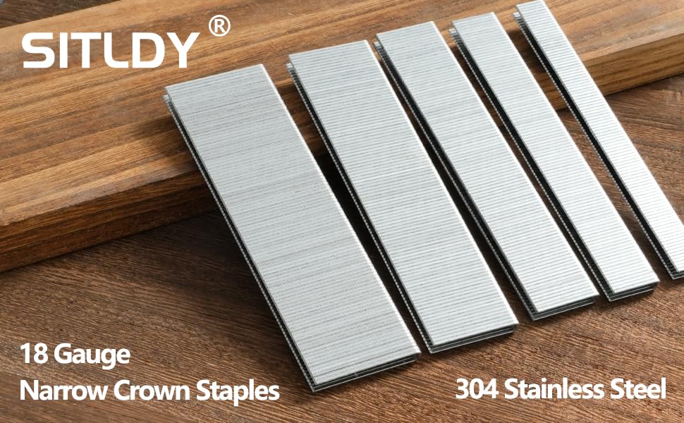 Image of 1000-Count 1-1 /2- Inch Length 304 Stainless Steel 18 Gauge 1 /4 Inch Narrow Crown Staples, for Pneumatic, Electric 18GA Stapler Gun