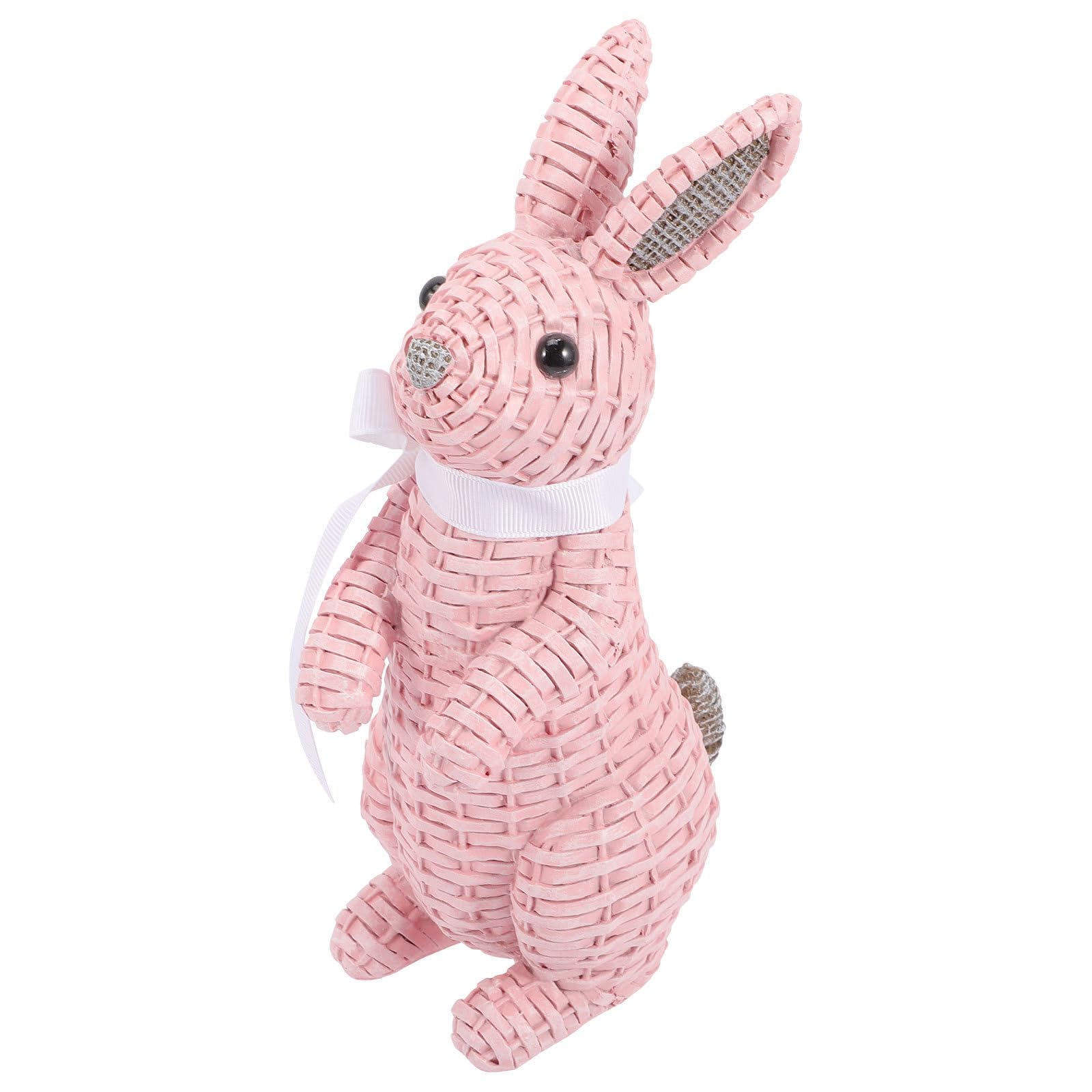Figura de conejo artesanal en resina rosa con diseño delicado para interiores selectos