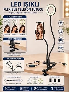 Led Ring Light Youtuber Light Stüdyo Işığı Akrobat Selfie Led Masa Lambası 3 in 1 Set