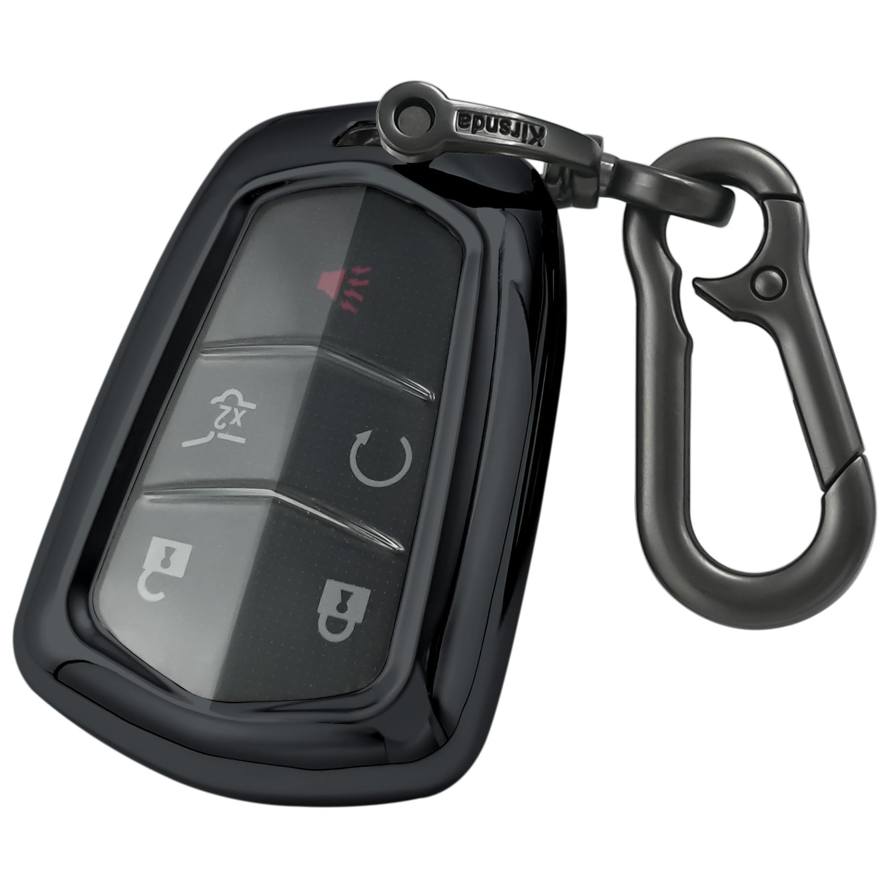 Kirsnda for Cadillac Key fob Cover case Keychain,Soft TPU Key case,Skin,5-6 Buttons Compatible with CT6 XT5 CTS XTS SRX ATS STS Remote Key Vehicle