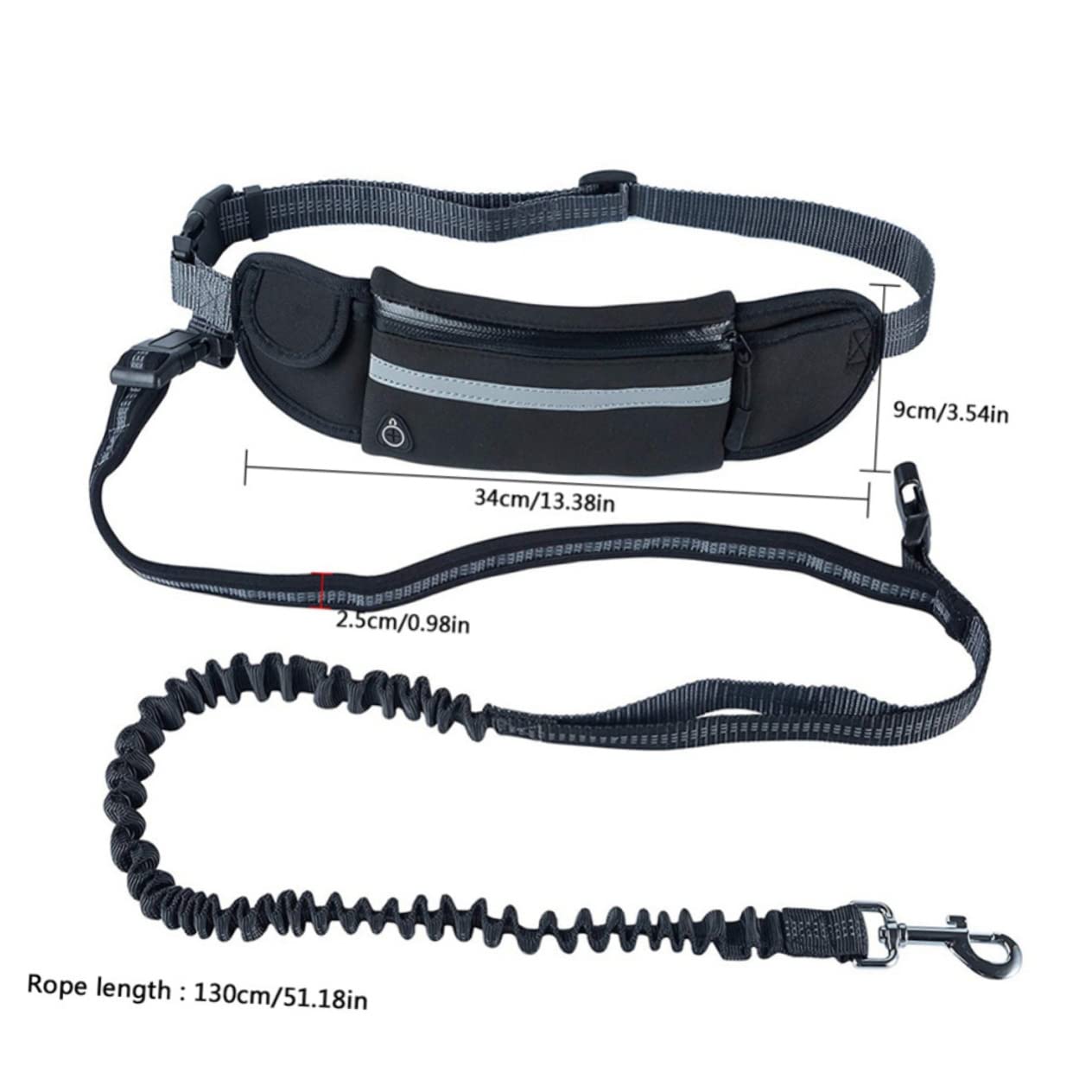CIYODO Dog Training Lead Leash Bag Extendable Bungee Night Safety Compact Waste Bags Black