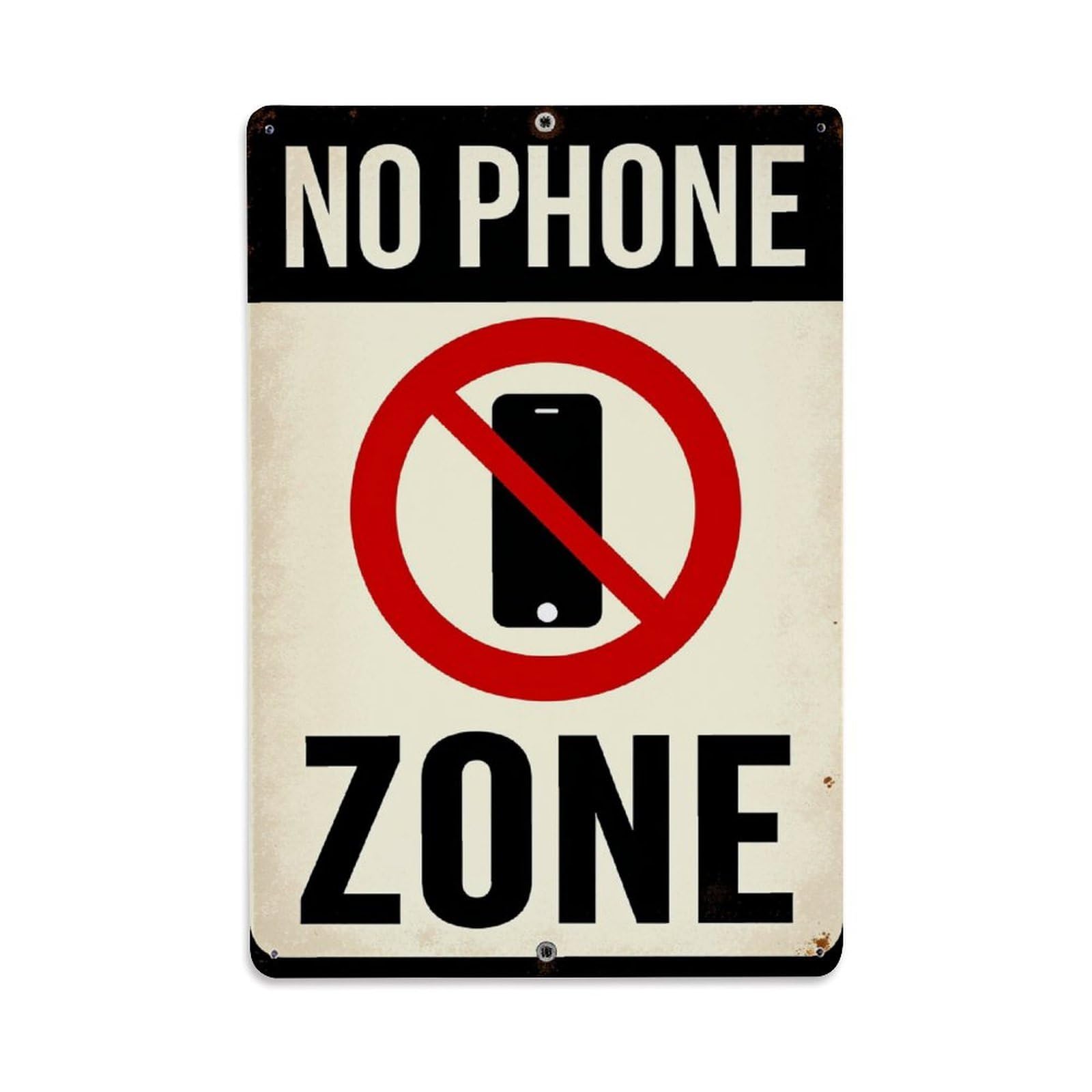 Enderetf Vintage No Phone Zone Sign_1 Tin Sign Metal Poster, Home Bar Garage Man Cave Cafe Indoor & Outdoor Wall Decoration 8X12inches
