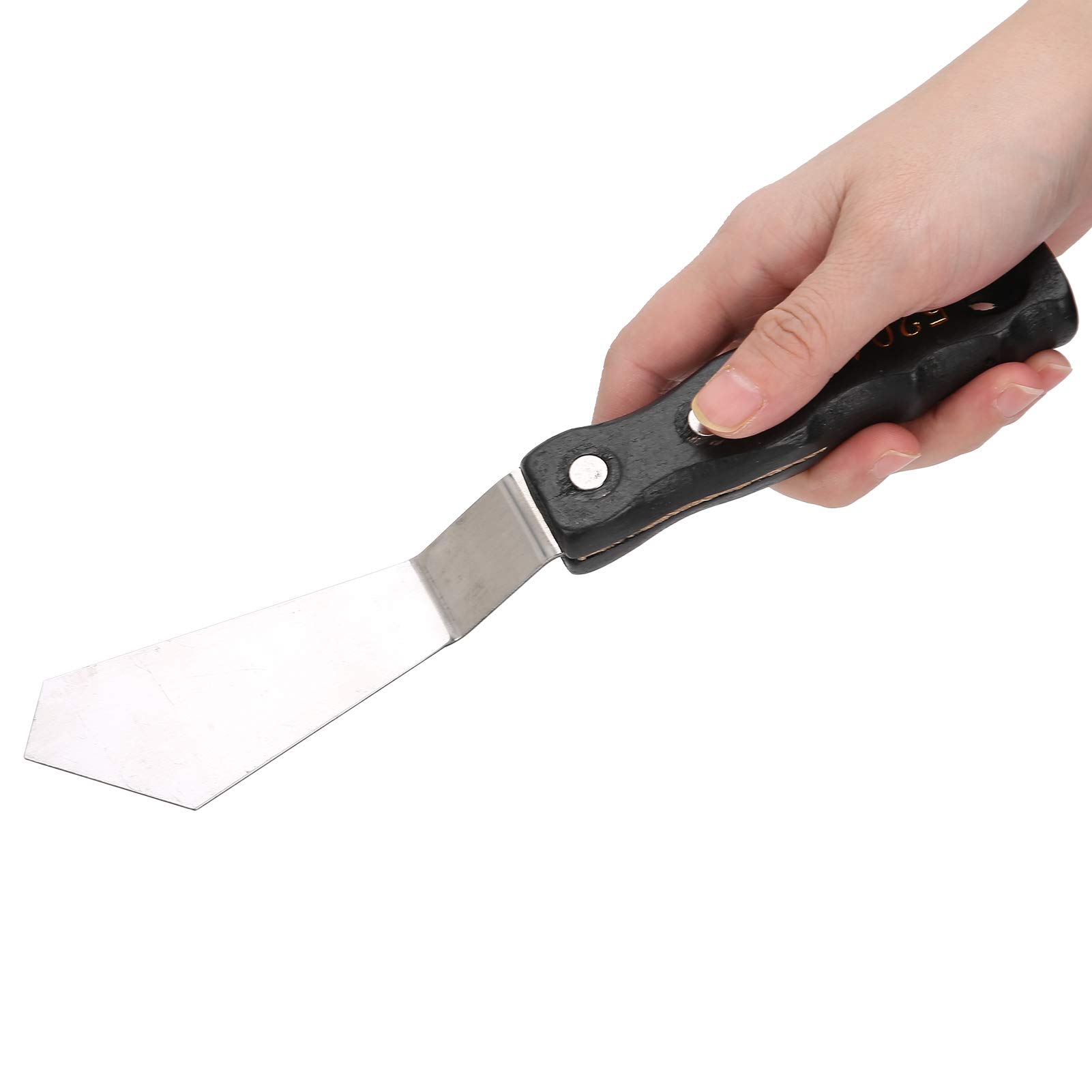 Confezione da 5 spatole per spatola, spatola, coltello per pittura acrilica, manico in legno nero, acciaio inossidabile, pittura acrilica per olio, coltello da artista