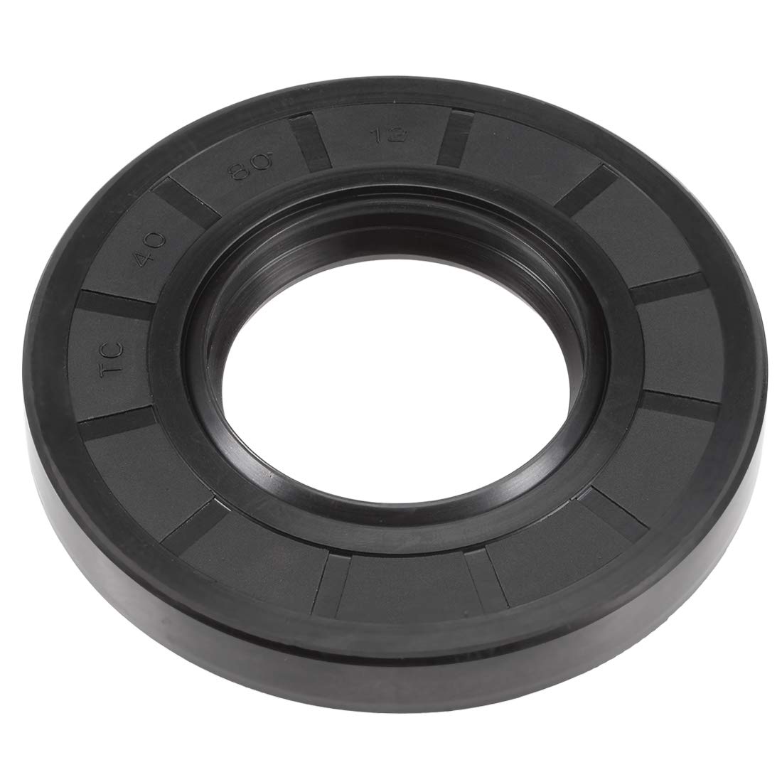 uxcell Oil Seal, TC 40mm x 80mm x 12mm Nitrile Rubber Cover Double Lip with Spring for Bearing Shaft, Black Pack of 1